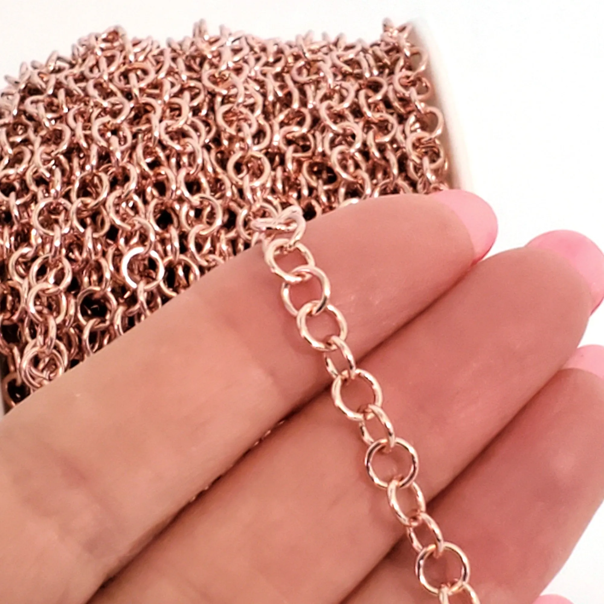 100 Stainless 24kt Rose Gold Plated Jump Rings, 5x0.8mm, Closed but not Soldered, Non-Tarnish