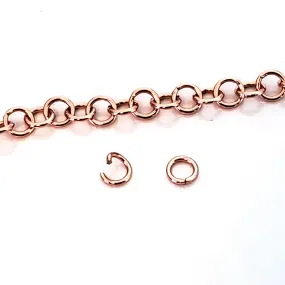 100 Stainless 24kt Rose Gold Plated Jump Rings, 5x0.8mm, Closed but not Soldered, Non-Tarnish