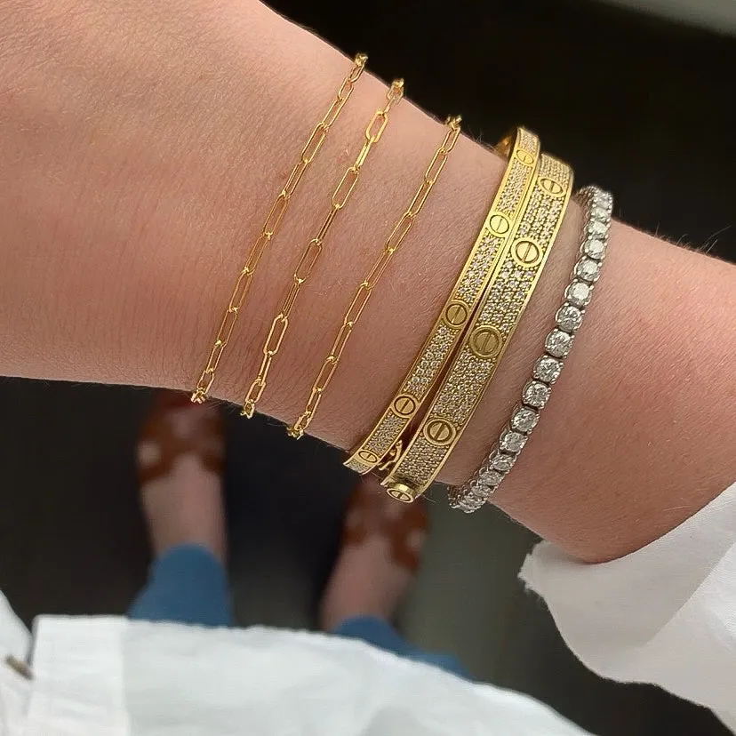 10K Gold Mini Paper Clip Bracelet