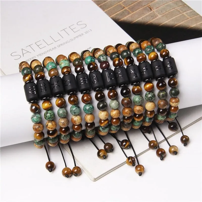 12 Constellation Tiger Eye Bracelets