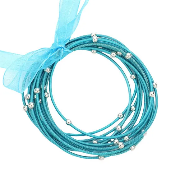 12PC Metal Ball Pointed Guitar String Stackable Stretch Bracelets