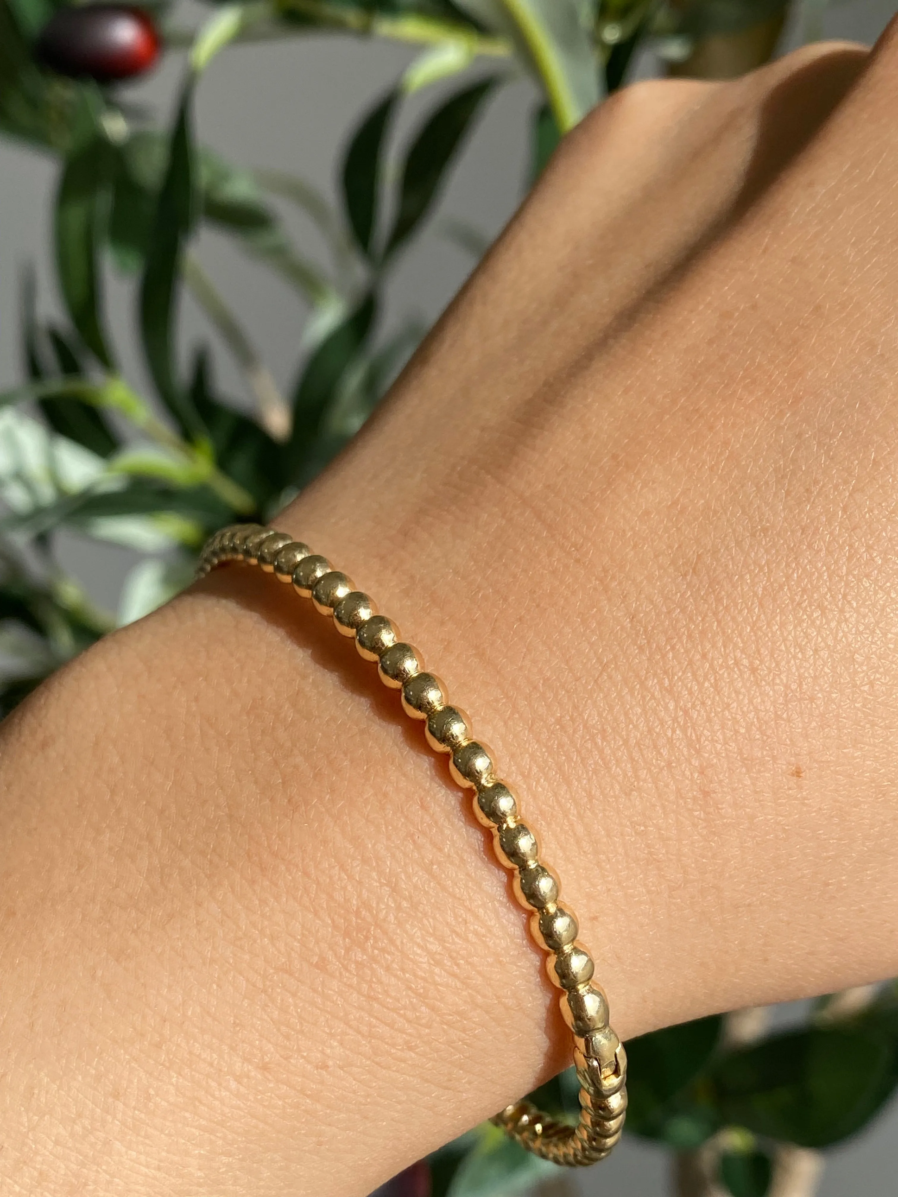 14K Gold Ball Bangle