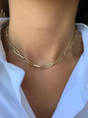 14K Gold Paper Clip Medium Necklace