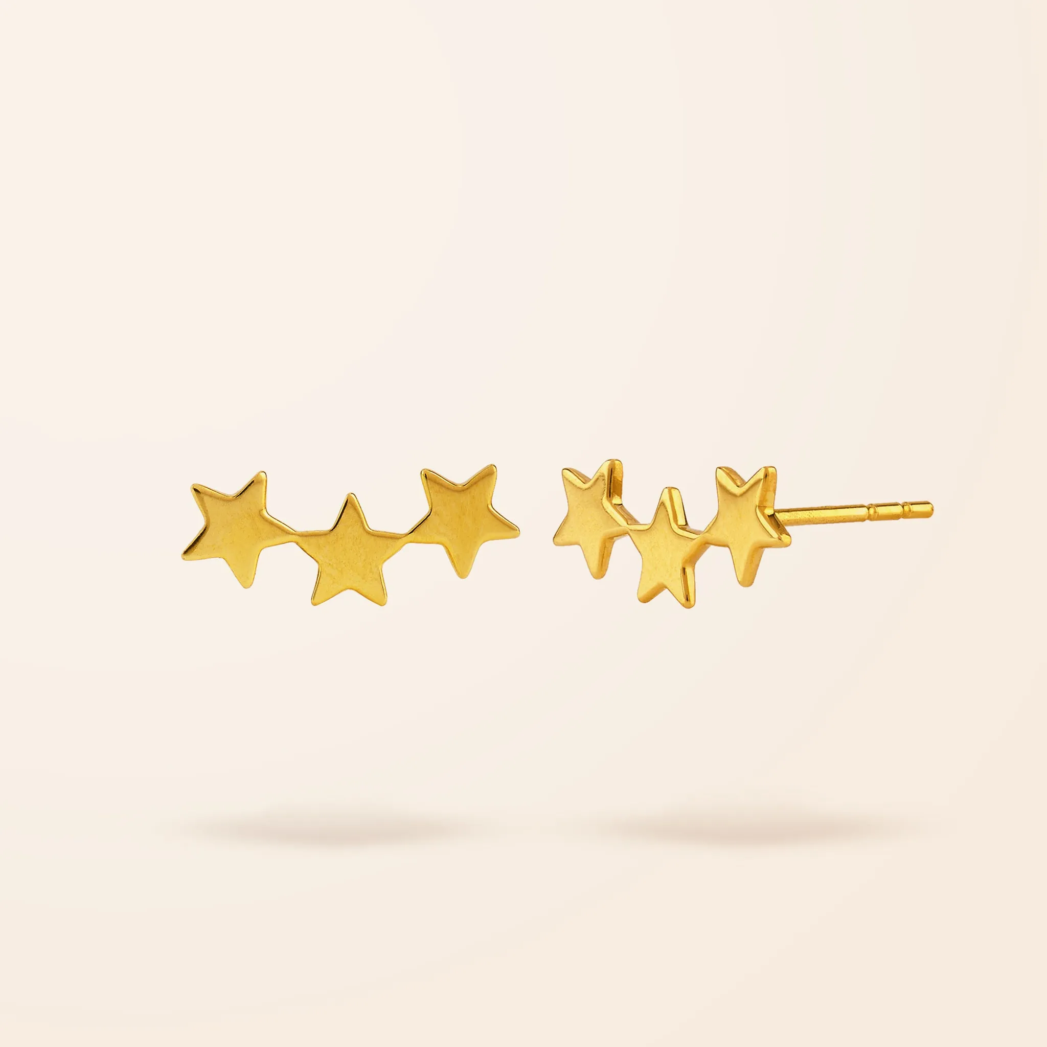 14K Gold Star Ear Crawler Earrings