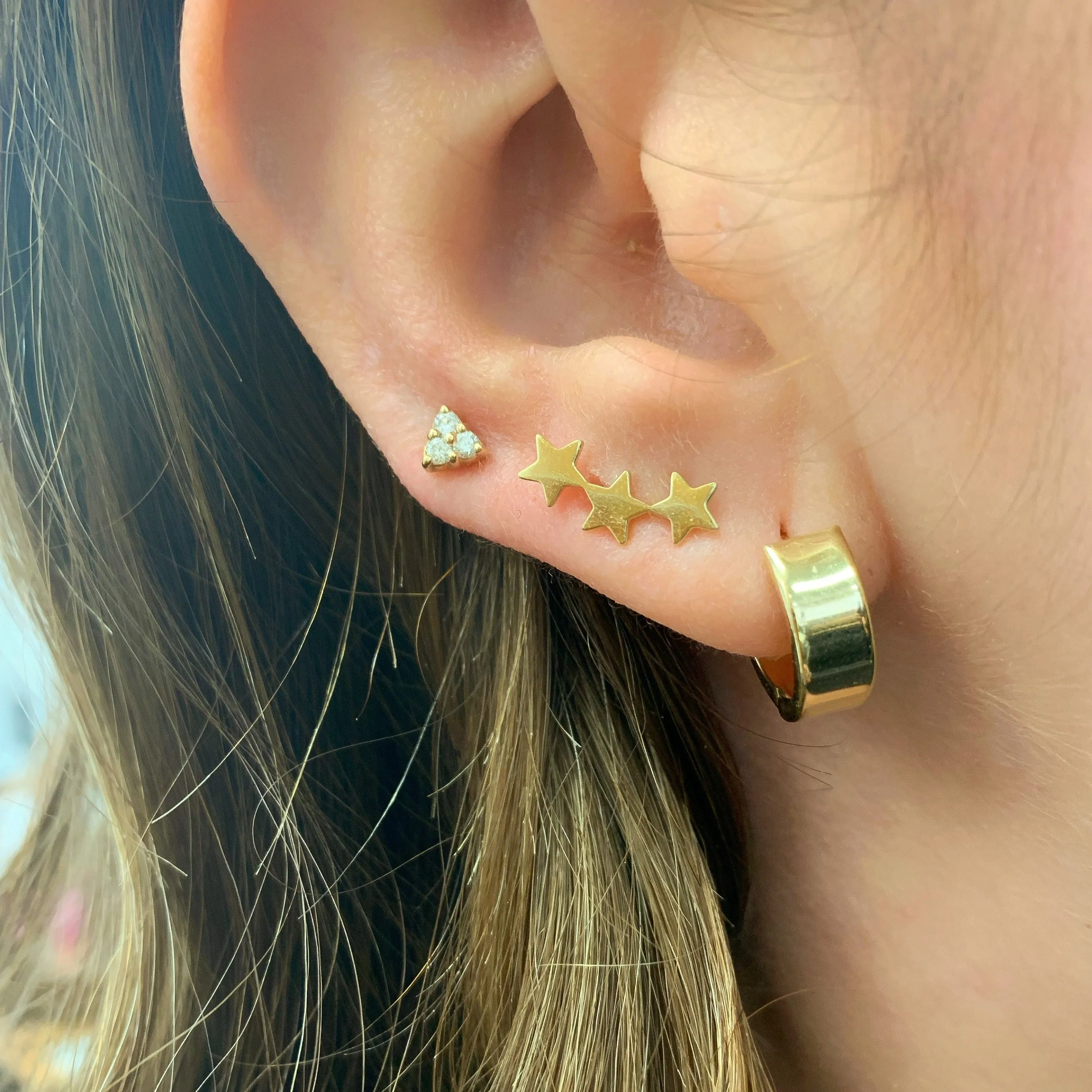 14K Gold Star Ear Crawler Earrings