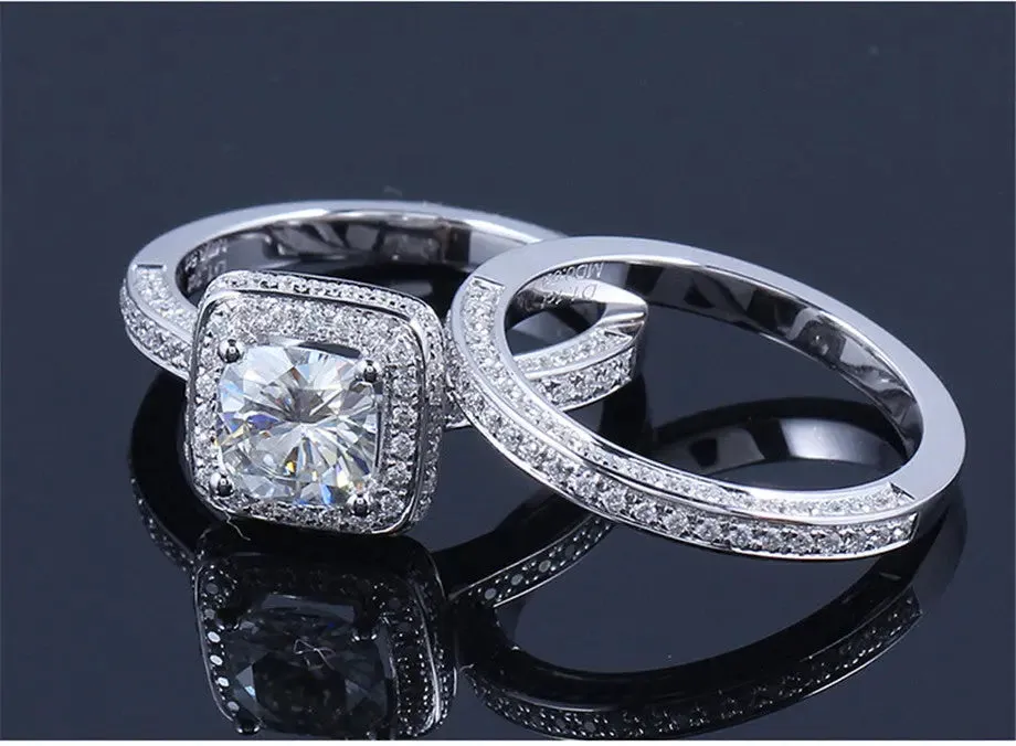 14k White Gold Moissanite Wedding Set (Rings Can Be Bought Separately)