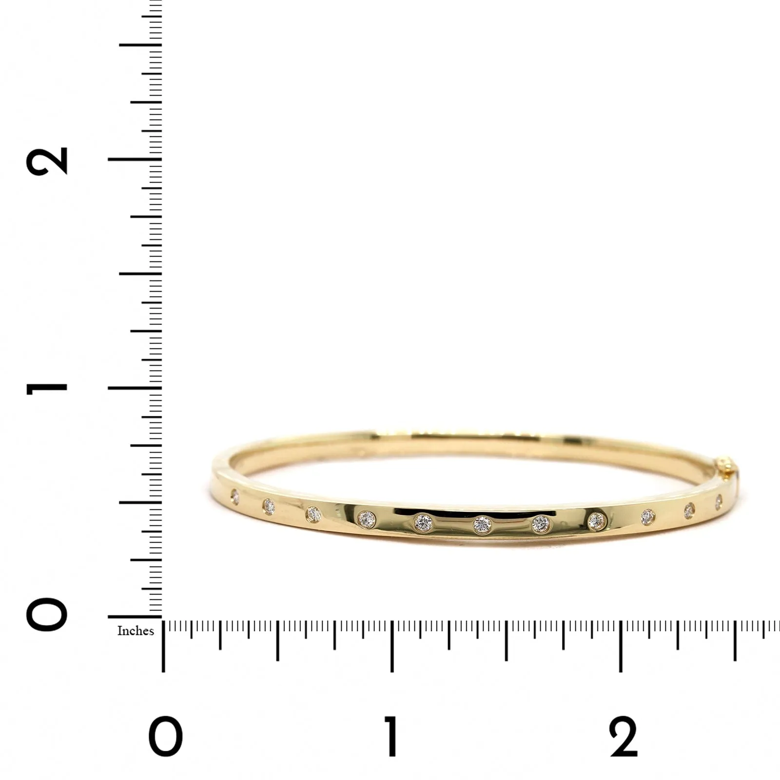 14K Yellow Gold Burnished Set Diamond Bangle