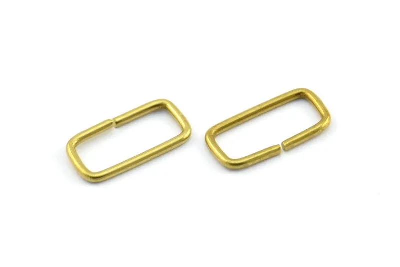 15mm Rectangle Jump Ring - 50 Raw Brass Rectangle Connectors Jump Rings (15x7mm) Brs 521 L026