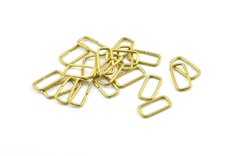 15mm Rectangle Jump Ring - 50 Raw Brass Rectangle Connectors Jump Rings (15x7mm) Brs 521 L026