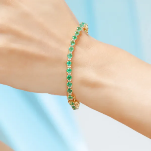 18K Gold Emerald tennins bracelets