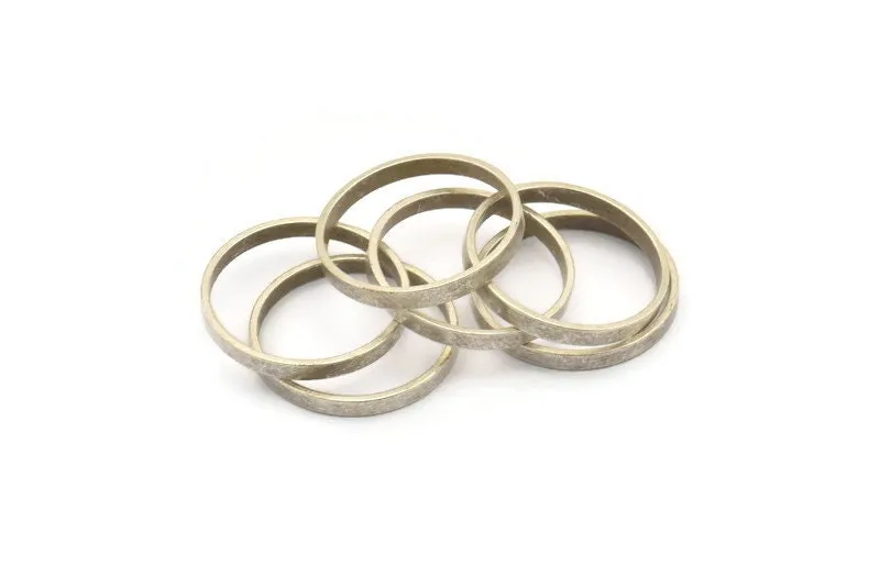 19mm Silver Rings - 25 Antique Silver Brass  Circle Connectors (19x0.8x2mm) D0311 H1209