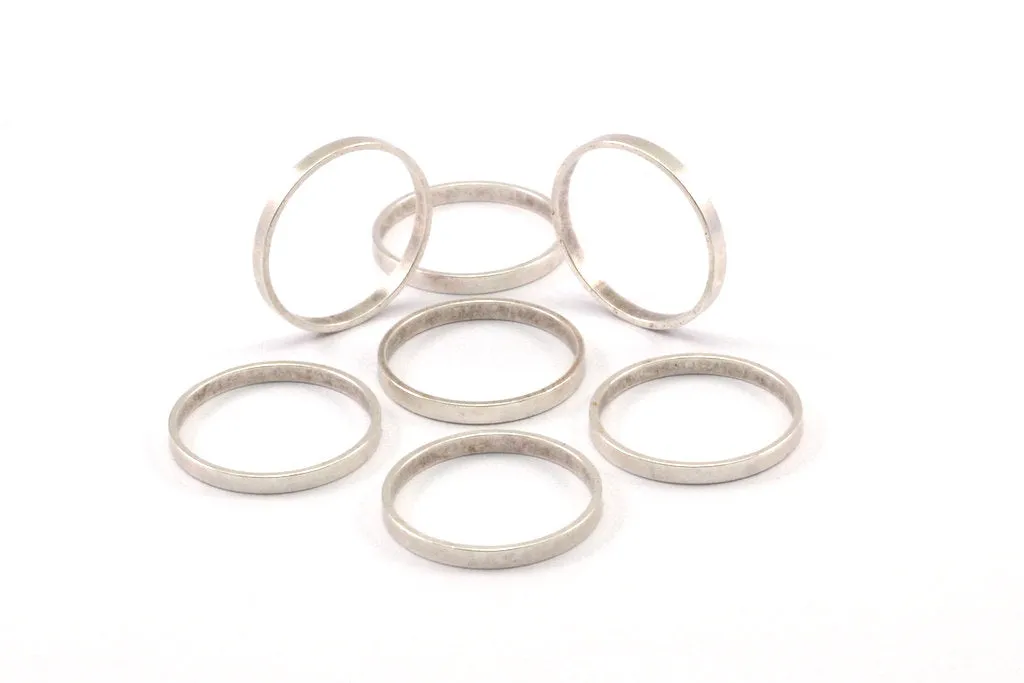 19mm Silver Rings - 25 Antique Silver Brass  Circle Connectors (19x0.8x2mm) D0311