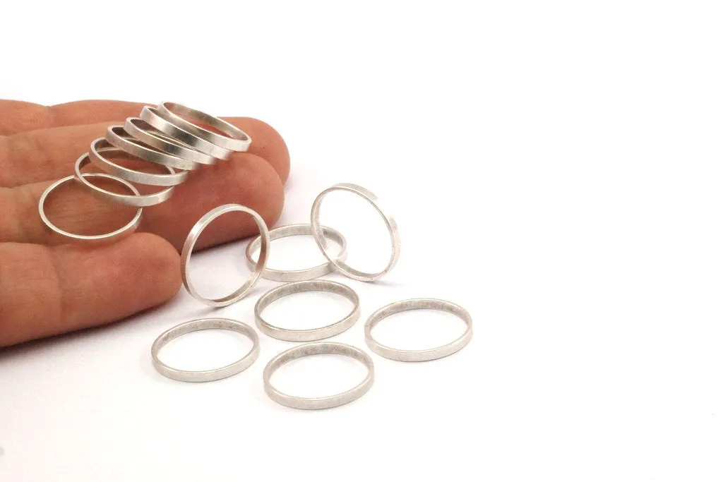 19mm Silver Rings - 25 Antique Silver Brass  Circle Connectors (19x0.8x2mm) D0311