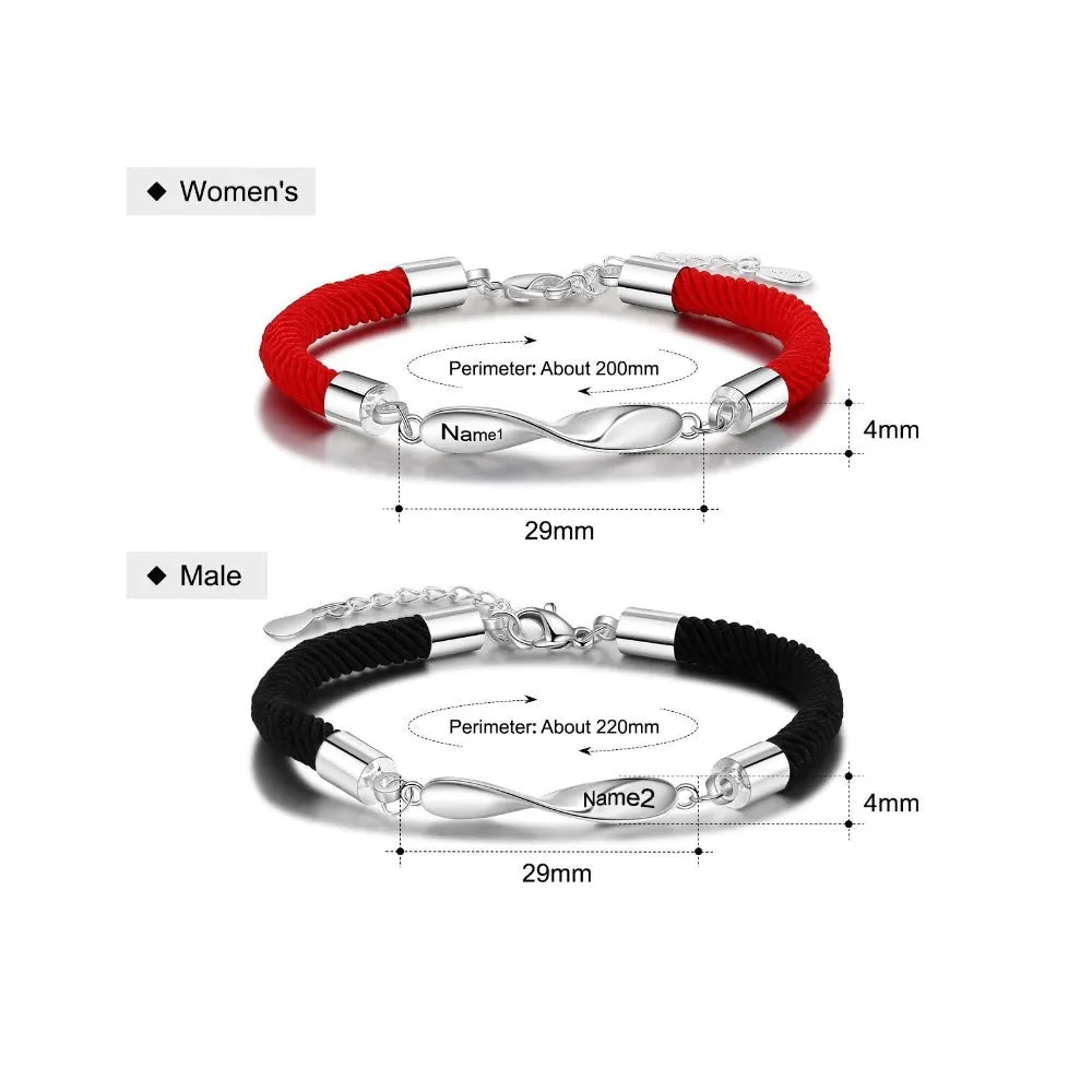 2 Pieces Personalized Infinity Sign Couple Bracelets