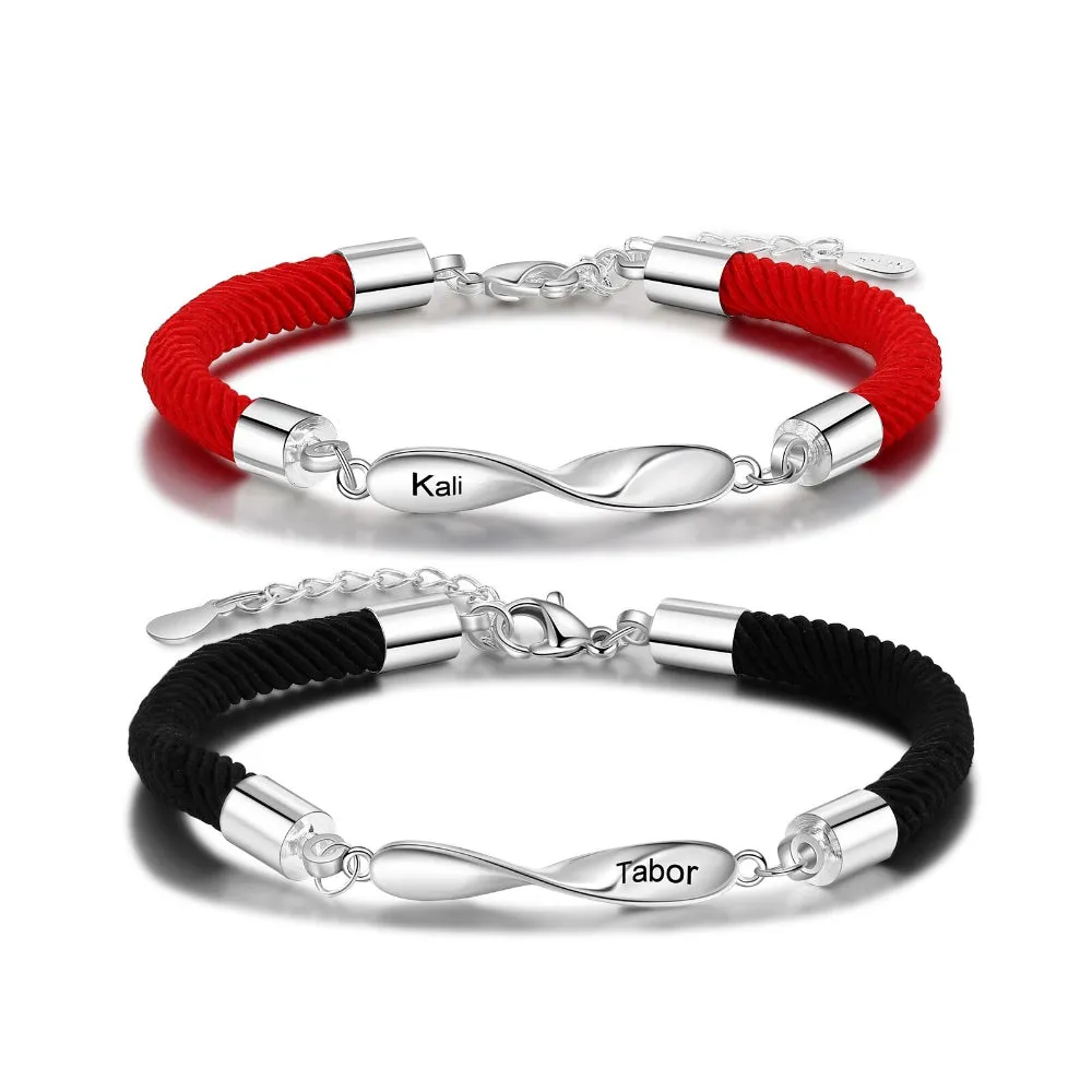 2 Pieces Personalized Infinity Sign Couple Bracelets