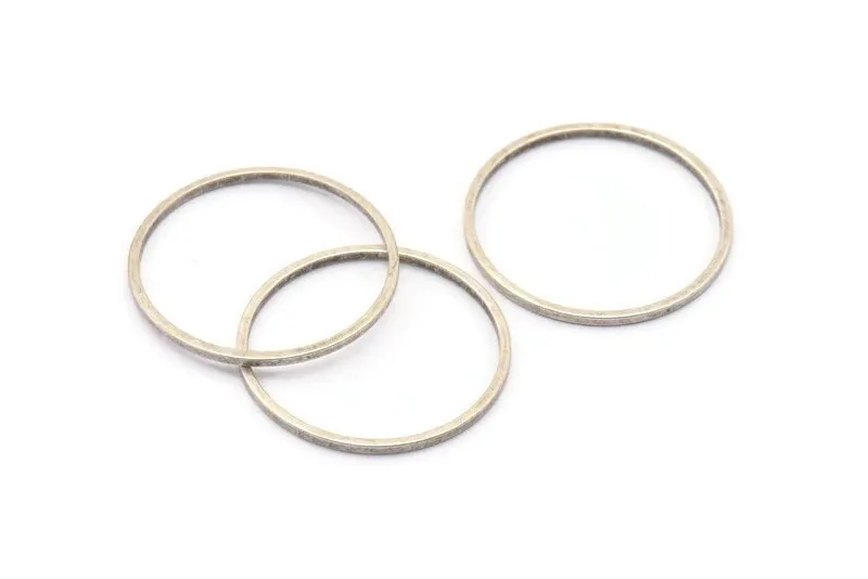 24mm Silver Rings - 12 Antique Silver Brass Circle Connectors (24mm) Bs 1092 H0007