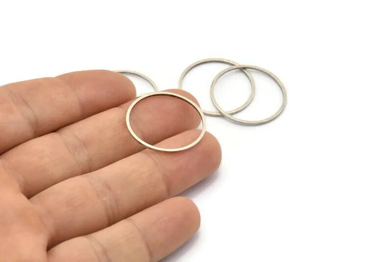 24mm Silver Rings - 12 Antique Silver Brass Circle Connectors (24mm) Bs 1092 H0007