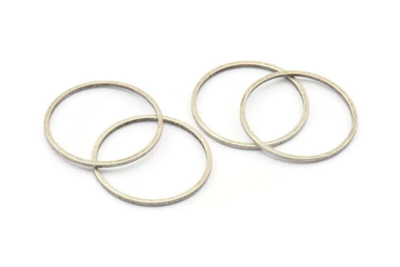 24mm Silver Rings - 12 Antique Silver Brass Circle Connectors (24mm) Bs 1092 H0007