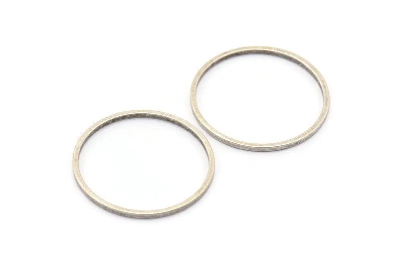 24mm Silver Rings - 12 Antique Silver Brass Circle Connectors (24mm) Bs 1092 H0007