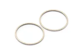 24mm Silver Rings - 12 Antique Silver Brass Circle Connectors (24mm) Bs 1092 H0007