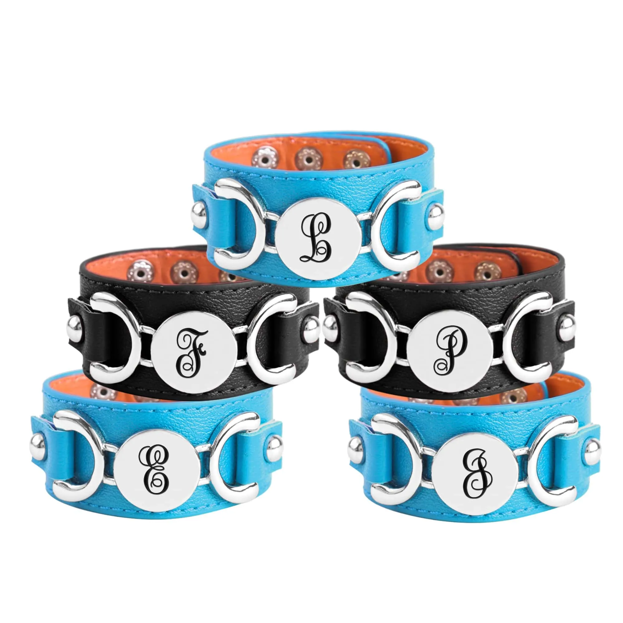 5 Personalized Initial Leather Bracelets