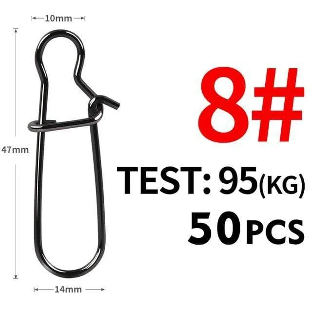 50pcs Stainless Steel Fishing Connector Fast Clip Lock Snap Swivel Solid Rings Safety Snaps Fishing Hook Tool Snap