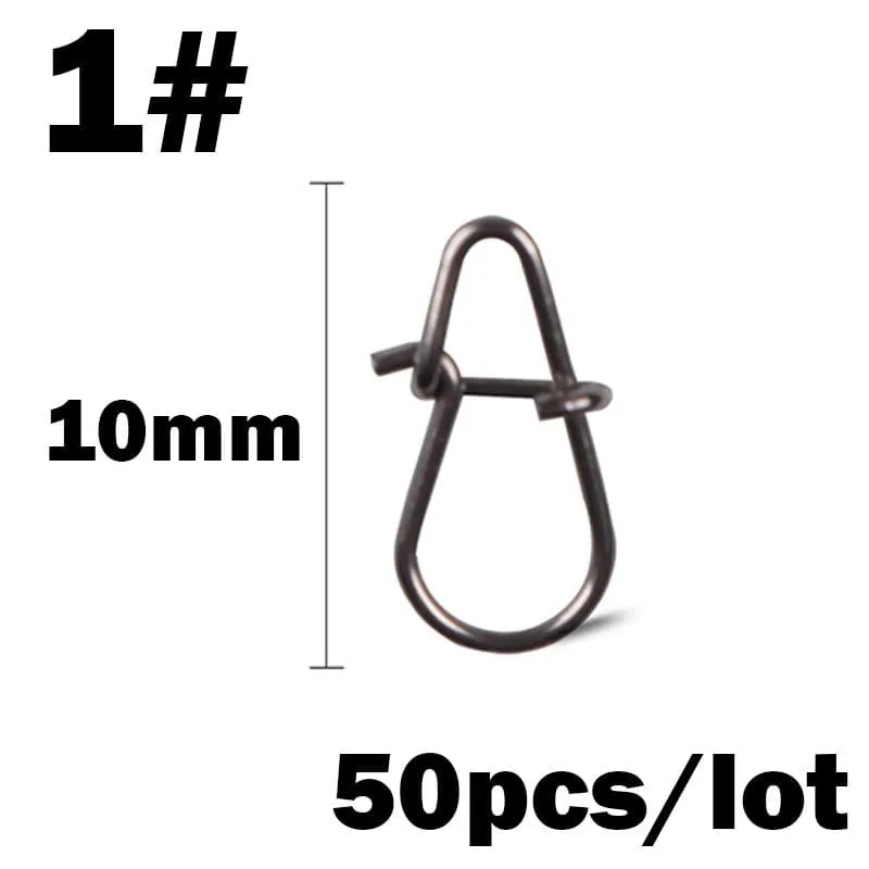 50Pcs/Lot Stainless Steel Hook Fast Clip Lock Snap Swivel Fishing Solid Rings Safety Snaps Fishing Hook Connector Fishing Tackle