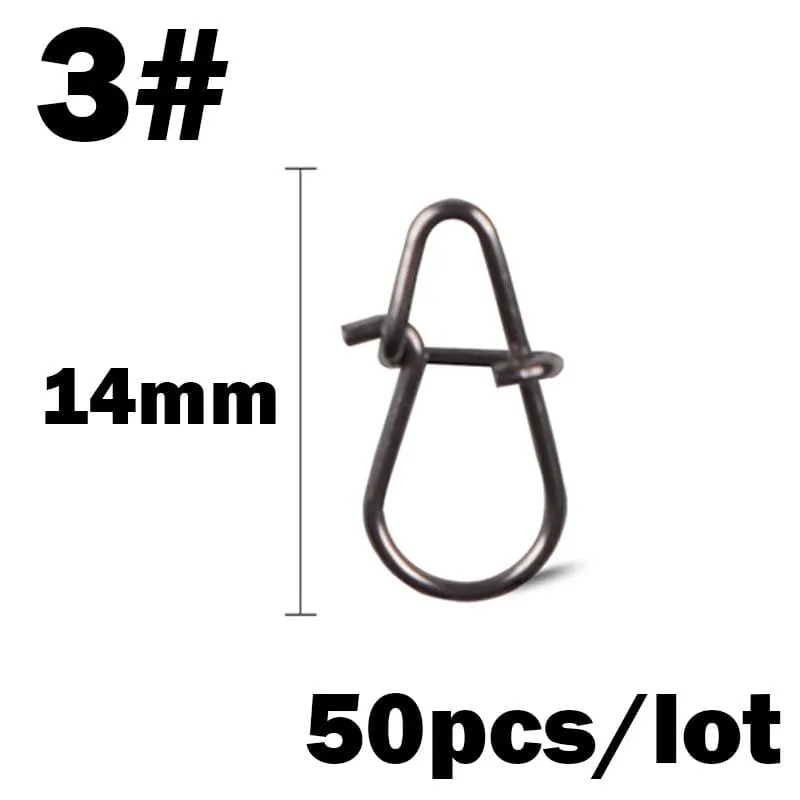 50Pcs/Lot Stainless Steel Hook Fast Clip Lock Snap Swivel Fishing Solid Rings Safety Snaps Fishing Hook Connector Fishing Tackle