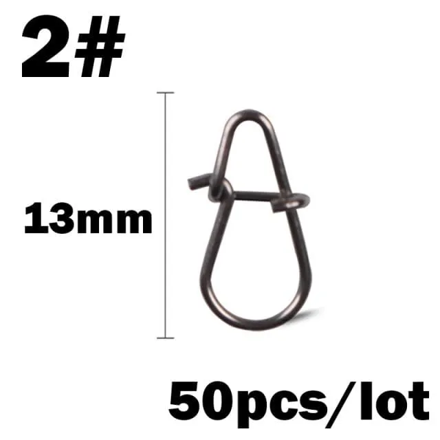 50Pcs/Lot Stainless Steel Hook Fast Clip Lock Snap Swivel Fishing Solid Rings Safety Snaps Fishing Hook Connector Fishing Tackle