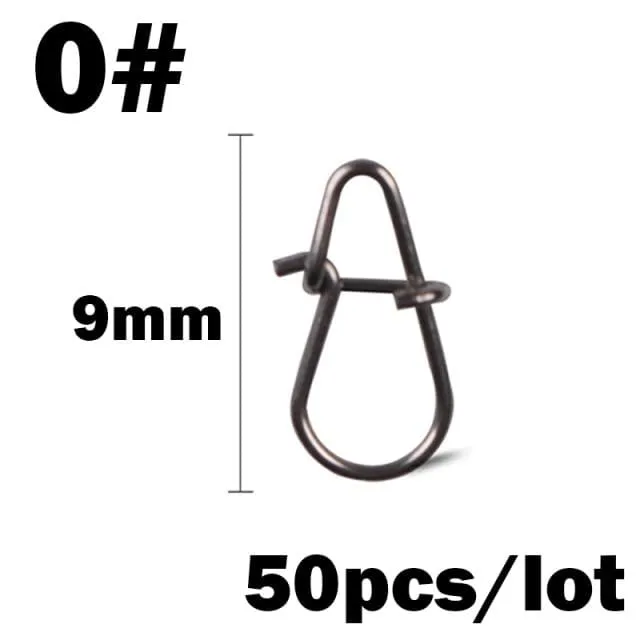 50Pcs/Lot Stainless Steel Hook Fast Clip Lock Snap Swivel Fishing Solid Rings Safety Snaps Fishing Hook Connector Fishing Tackle