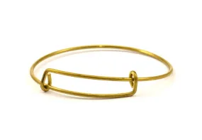 64mm Wire Bracelets, 5 Raw Brass Charm Bangle, Charm Bracelets (64x9x1.6mm) Bs 1234