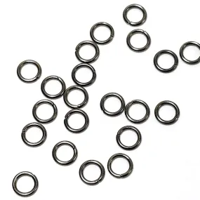 6mm Hematite / Black Stainless Jump Rings, 6x1.0mm, 4mm Inside Diameter, Closed Unsoldered, Lot Size 50 Pieces