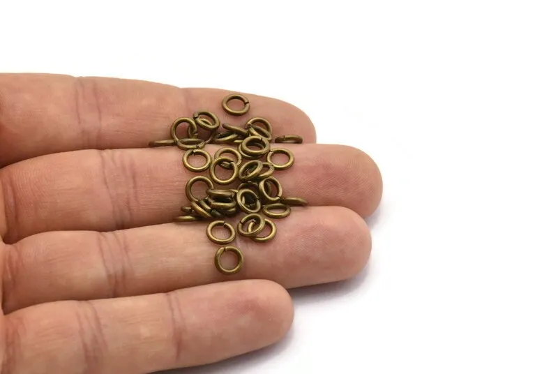 6mm Jump Ring - 100 Antique Brass Round Jump Rings Connectors Findings (6x1.2mm) R-05 ( A0329 )