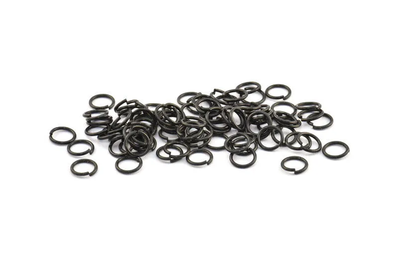 8mm Black Jump Ring, 100 Oxidized Brass Black Jump Rings (8x1mm) A0369 S312