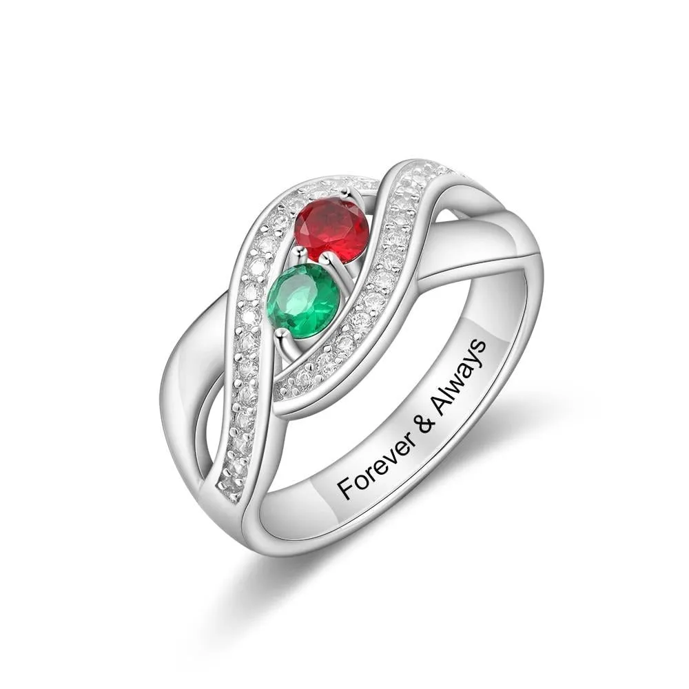 925 Sterling Silver Customized Birthstone Rings for Women Personalized Couples Promise Engagement Ring Gifts for Wife