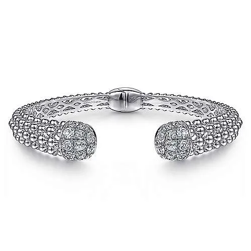 925 Sterling Silver White Sapphire Bujukan Bangle