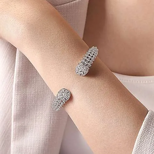 925 Sterling Silver White Sapphire Bujukan Bangle