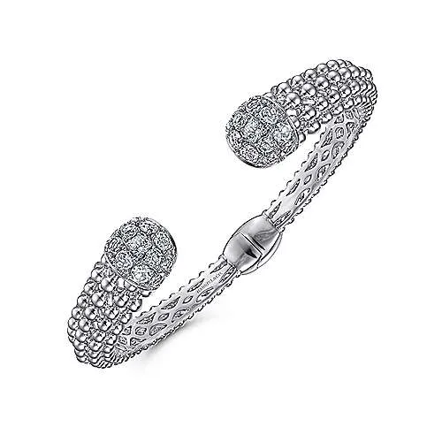 925 Sterling Silver White Sapphire Bujukan Bangle