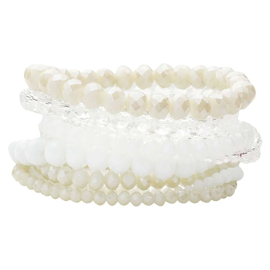 9PCS Faceted Bead Stretch Bracelets