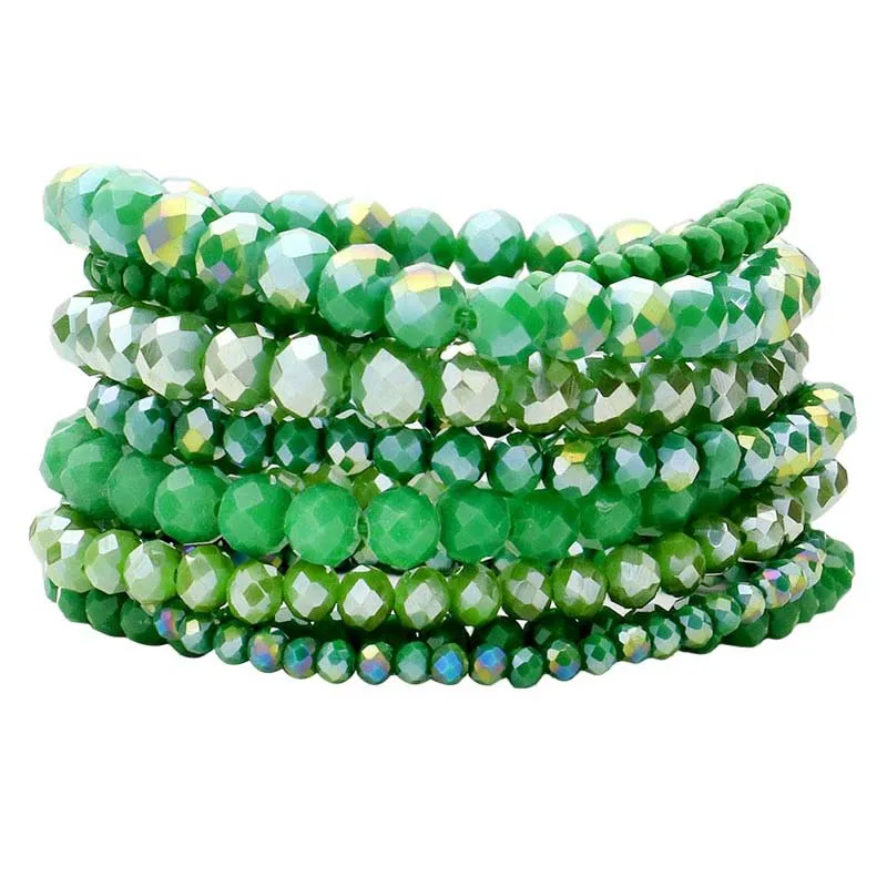 9PCS Faceted Bead Stretch Bracelets