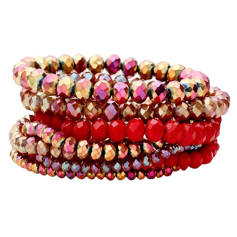 9PCS Faceted Bead Stretch Bracelets