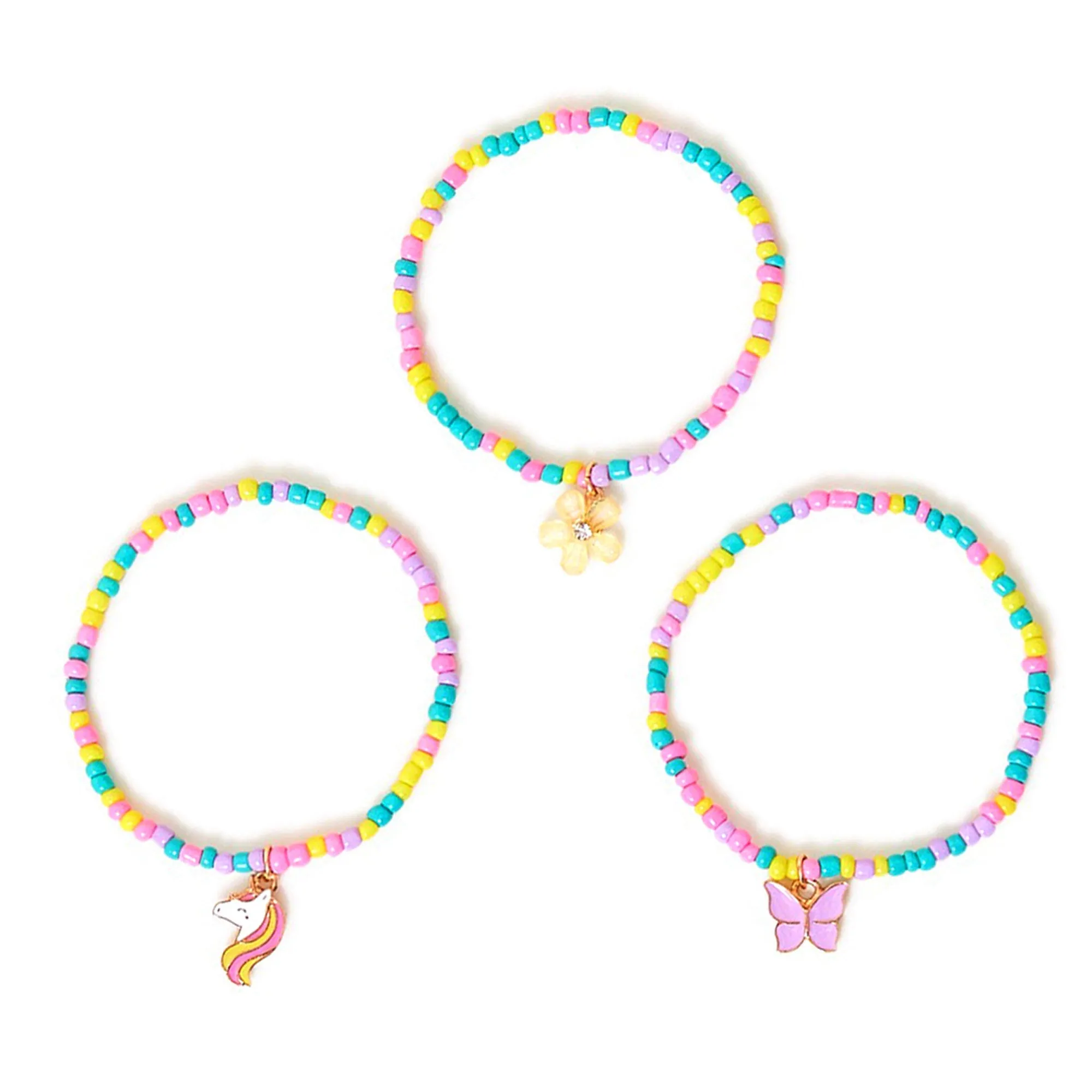 Accessorize London Girl's Beaded Charm Bracelets Set Of Three