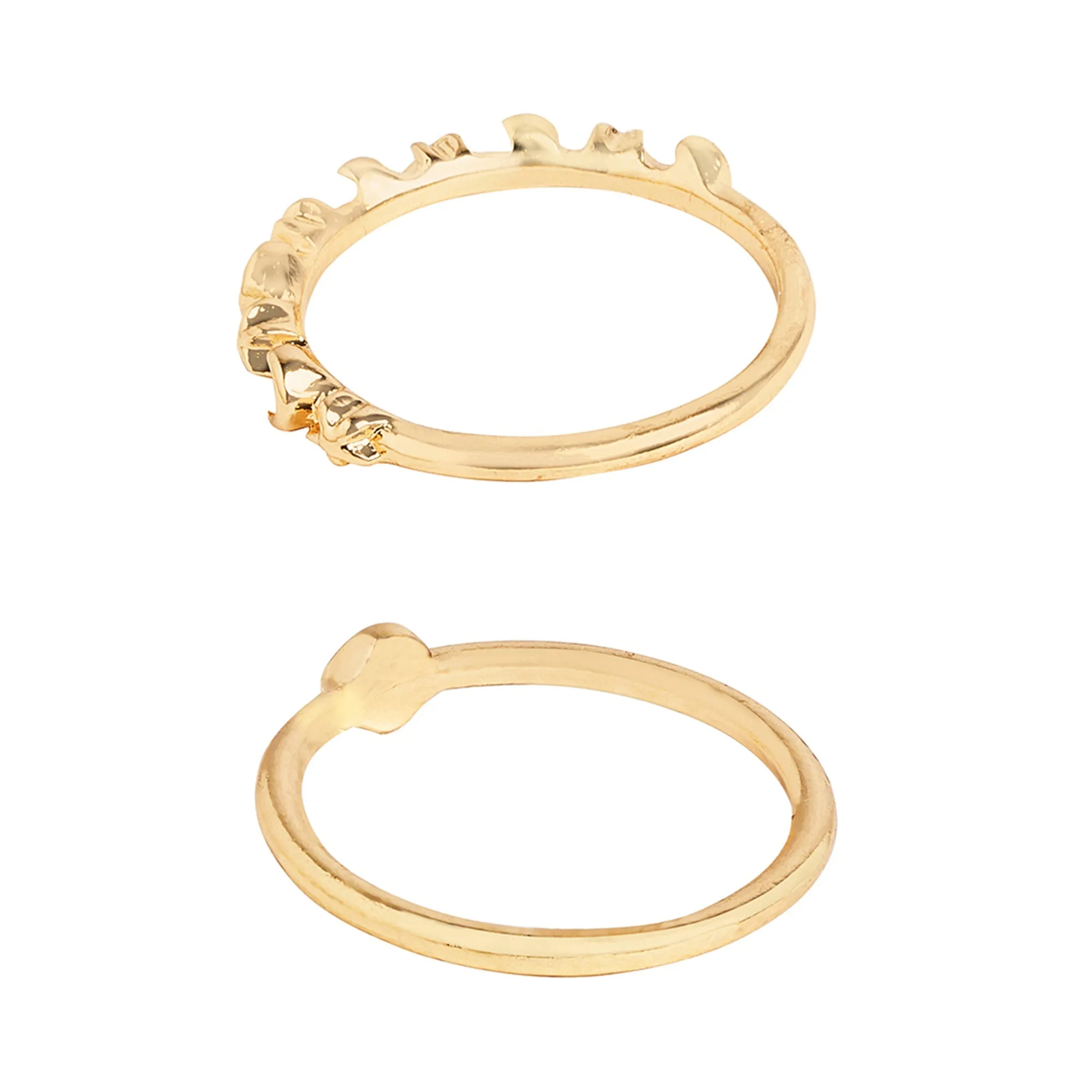 Accessorize London Women's Gold  Star And  Moon Rings  Pack of 2 - Small