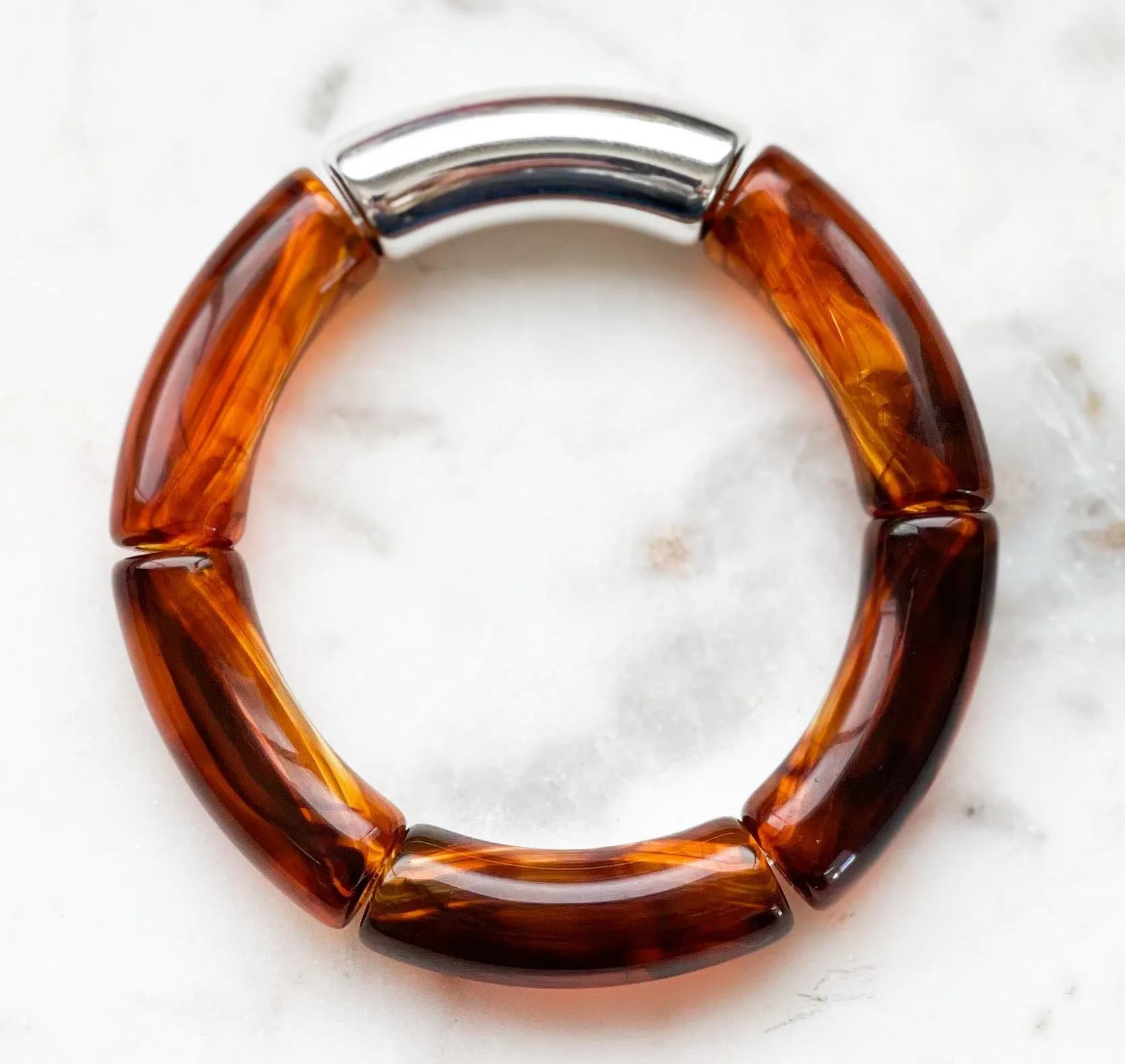 Acrylic Bamboo Bangle Bracelet Tortoise