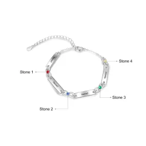 Adjustable Chain 4 Birthstones Infinity Bracelets