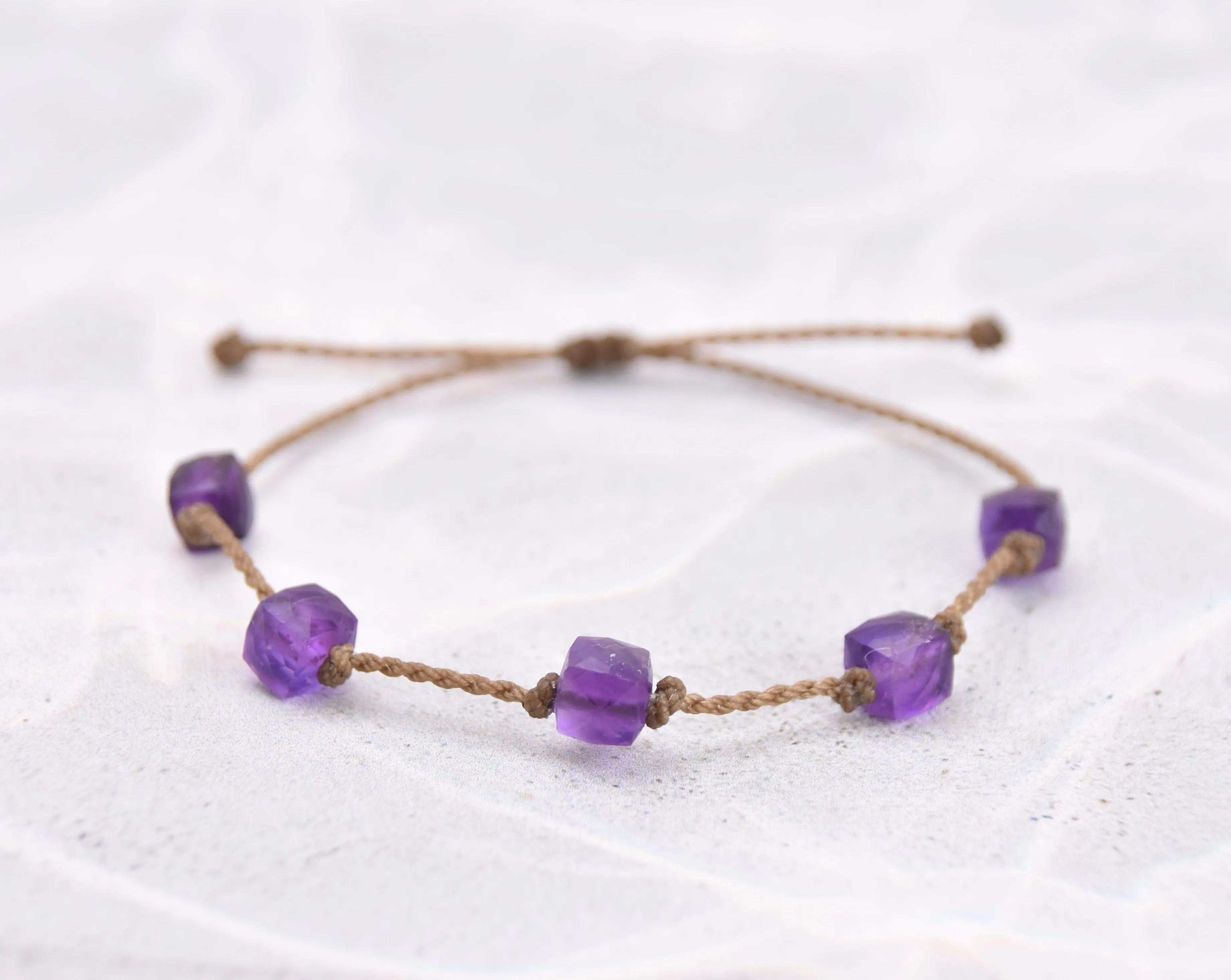 Amethyst, Lapis & Ruby Zoizite Cube Bracelets