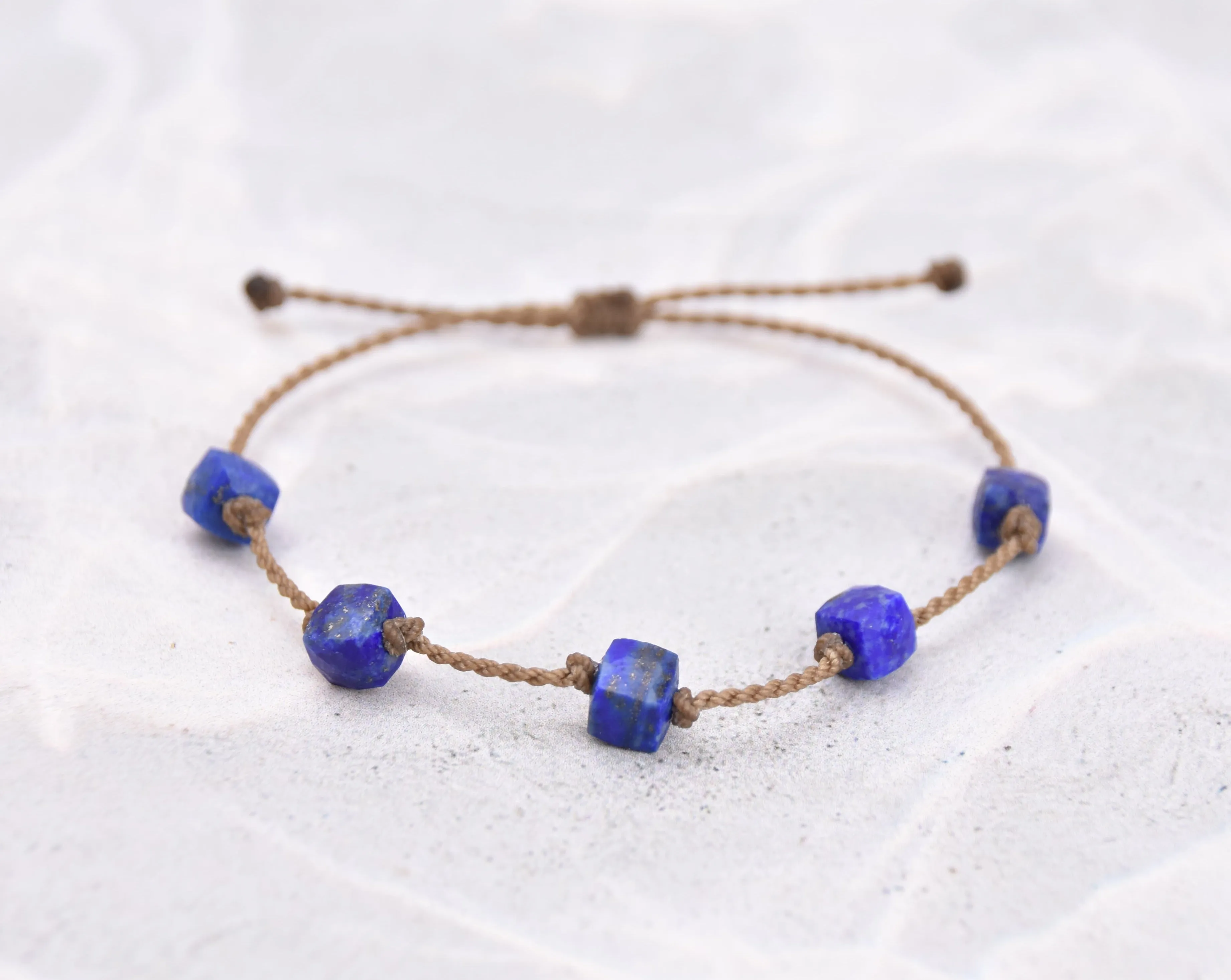 Amethyst, Lapis & Ruby Zoizite Cube Bracelets