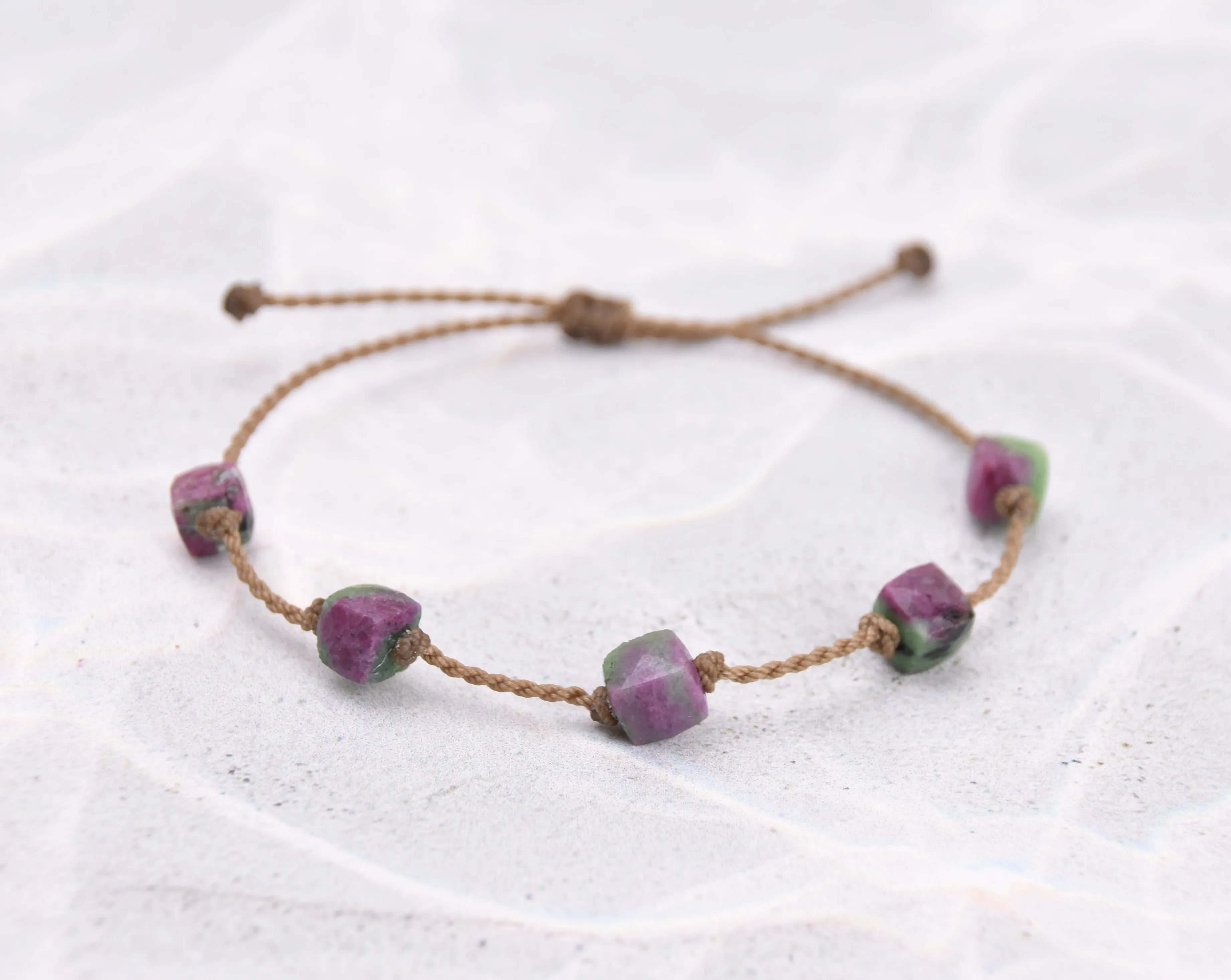 Amethyst, Lapis & Ruby Zoizite Cube Bracelets