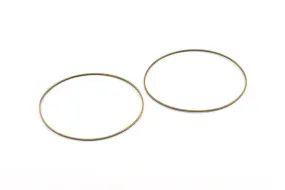 Antique Brass Rings, 6 Antique Plated Brass Circle Connectors (60x1x1mm) Bs 1105 Y119