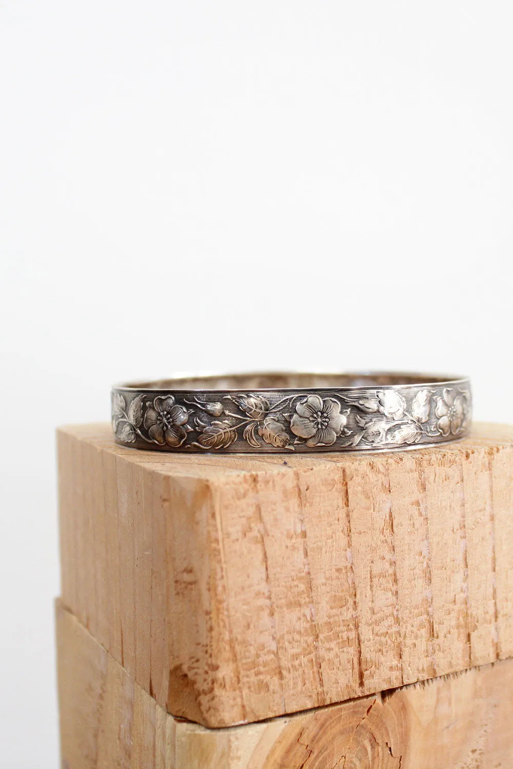 Antique Sterling Floral Bangle